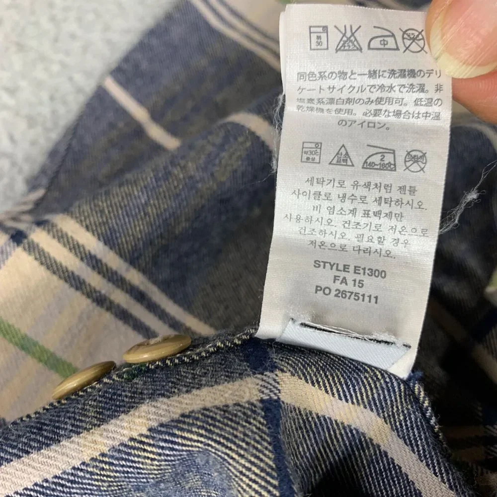 J. Crew Shirt Mens Large Beige Black Flannel Plaid‎ Button Up Midweight Pockets
